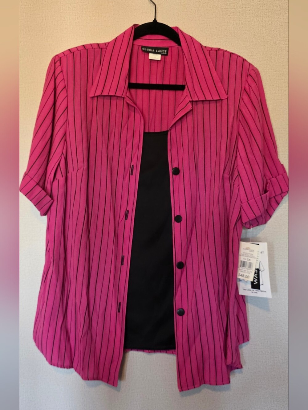 Gloria Vanderbilt Fuchsia Pinstripe Button-Down Shirt